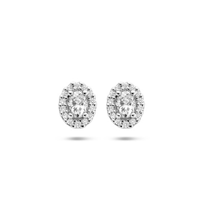 Foto van 14 krt witgouden oorknoppen met diamant 4105749