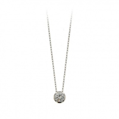 Foto van CLASSICS ZILVEREN COLLIER MET HANGER - ZIRKONIA IN KAST - 6.5 MM - 42 + 3 CM - ANKER - GERHODINEERD