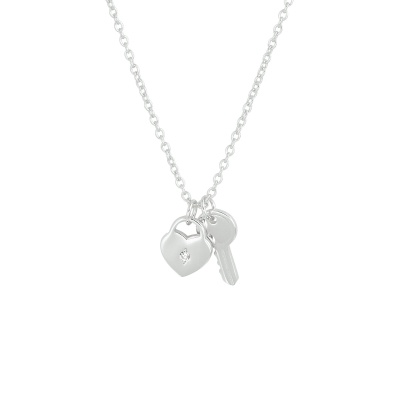 Foto van Zilveren collier met slothanger met zirkonia en sleuteltje 1333529