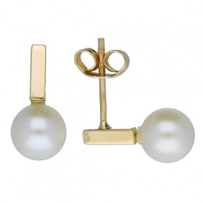 Foto van Glow oorbellen staafje met parel - goud 14 kt- zoetwaterparel 206.2044.00
