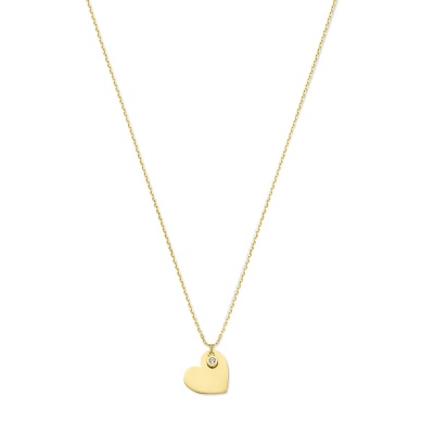 Foto van 14 krt geelgouden collier met harthanger en zirkonia 4029536