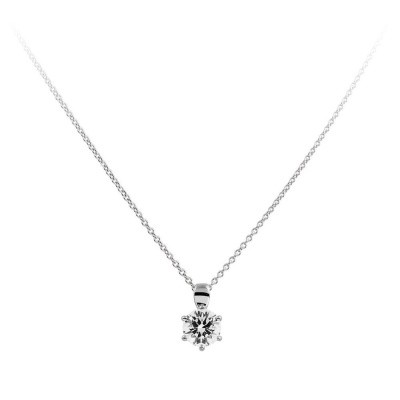 Foto van ZILVEREN COLLIER 45 CM MET HANGER SOLITAIRE 1.50 CT - 7 MM CHATONZETTING 803.0034.45