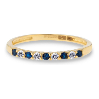 Foto van Geelgouden ring met transparant en blauw zirkonia RDC01-4384-01