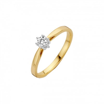 Foto van 14 krt bicolour gouden ring met 0.40 crt briljant G/VSI 707201040