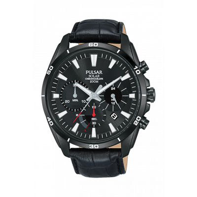 Pulsar Chronograaf Solar leer 100m PZ5063X1 online kopen - Juwelier Repko