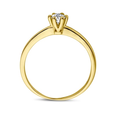 Foto van 14 krt geelgouden ring met diamant 0.10 crt H / SI 4029128