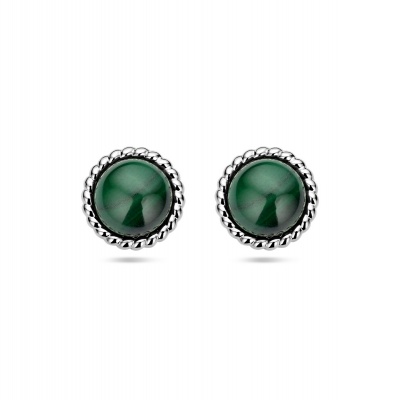 Foto van Zilveren oorknoppen met malachiet 1337731