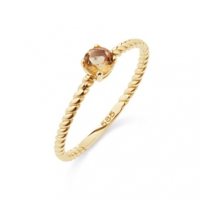Foto van 14 krt geelgouden ring met citrien 2140243