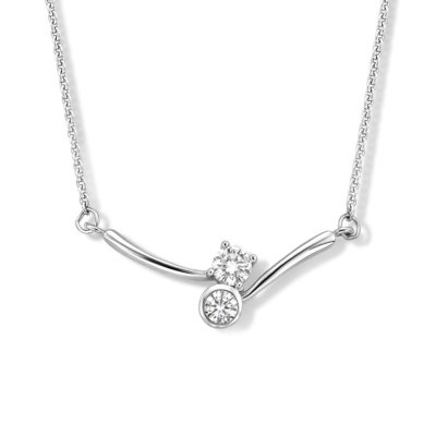 Foto van Zilveren collier met tussenstuk met zirkonia 1335302