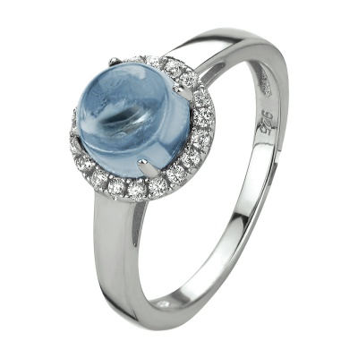 Foto van Zilveren ring met London Blue topaas en zirkonia 1330256