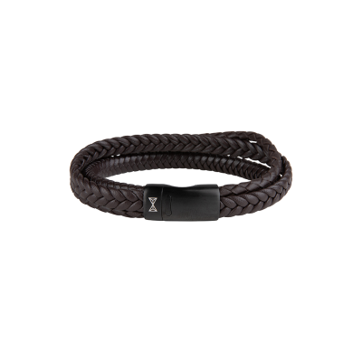 Foto van AZE armband Iron Three String Brown-on-Black (21,0cm) AZ-BL002-C-210