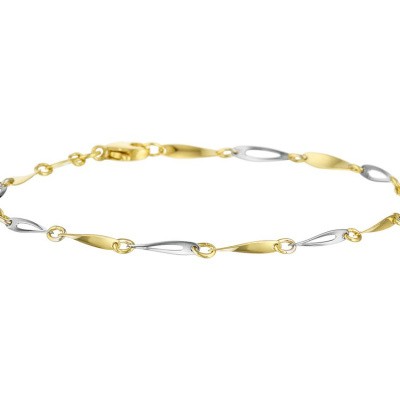 Foto van Bicolor wit- en geelgouden armband 3,0 mm 19 cm 42.07175
