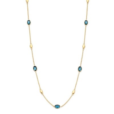 Foto van Collier geelgoud london blue topaas 45cm CW136447