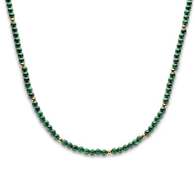 Foto van Malachiet collier met zilveren vergulde bolletjes 2103317