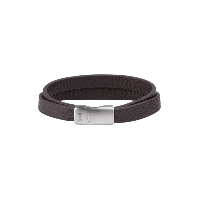 Foto van AZE armband Vintage Double Belt Brown (19,5cm) AZ-BL013-B-195