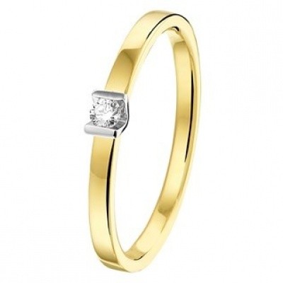 Foto van Bicolor ring met diamant 0.05ct H SI 42.07989