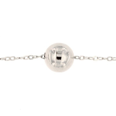 Foto van Witgouden collier bal 6mm 42-45 cm geslepen anker VKZ6021