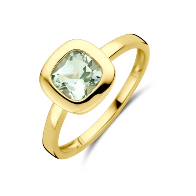 Foto van 14 krt geelgouden ring met groen amethist 4033673