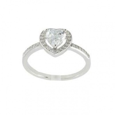 Foto van Diamonfire zilveren fantasiering - maat 17.0 - hartvormige zirkonia - bezette band 814.0072