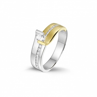 Foto van Exclusieve aanbieding: schitterende bicolour damesring met diamanten!