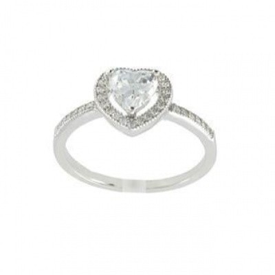 Foto van DIAMONFIRE ZILVEREN FANTASIERING MAAT 17.5 - HARTVORMIGE ZIRKONIA BEZETTE BAND 814.0072.175