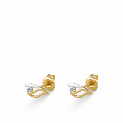 Foto van Bicolor gouden oorknoppen met zirkonia EDE01-3372 van het merk Swing Jewels