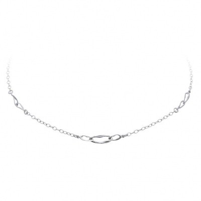 Foto van BEST BASICS ZILVEREN GERODINEERD COLLIER - 3X OVALE SCHAKEL - ANKER - 45CM