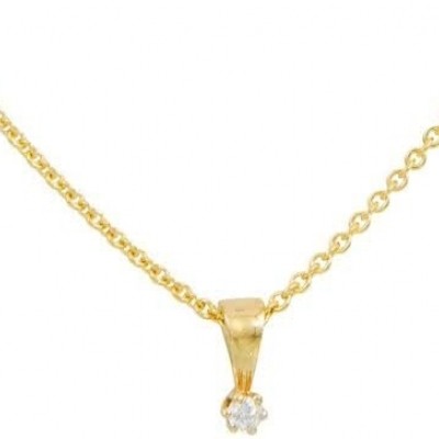 Foto van Glow Geelgouden Ankerketting 42 cm met Hanger Diamant 0.03 Ct. 202.2005.42
