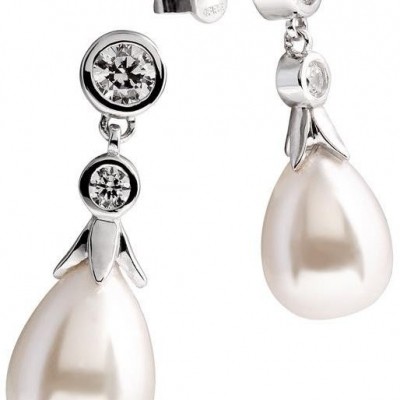 Foto van Zilveren oorhangers diamonfire Pearls - zirkonia - parel - druppel - 808.0227.00