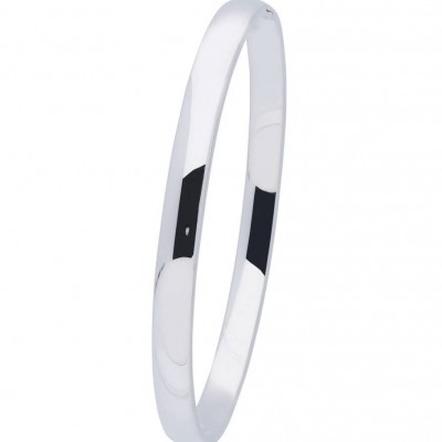 Foto van BEST BASICS ZILVEREN MASSIEVE BANGLE 6 MM - OVAAL 60 MM