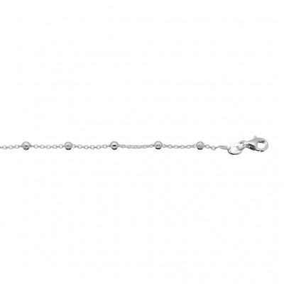 Foto van BEST BASICS ZILVEREN ENKELBANDJE - ANKER - BALLETJES - 26CM - 23-26CM