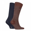 Afbeelding van TOMMY HILFIGER MEN SOCK 2-PACK NAPPY HERRINGBONE CHOCOLATE BROWN