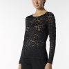 Afbeelding van OROBLU GLAMOUR LACE T-SHIRT LONG SLEEVE BLACK