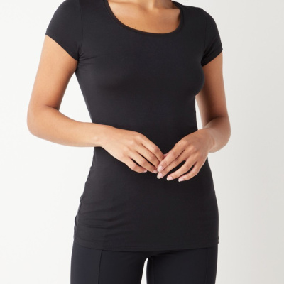 Foto van OROBLU PERFECT LINE COTTON T-SHIRT SHORT SLEEVE BLACK