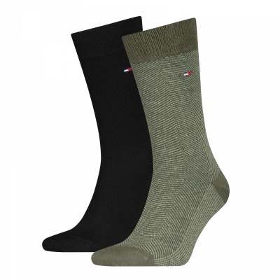 Foto van TOMMY HILFIGER MEN SOCK 2-PACK NAPPY HERRINGBONE ARMY GREEN