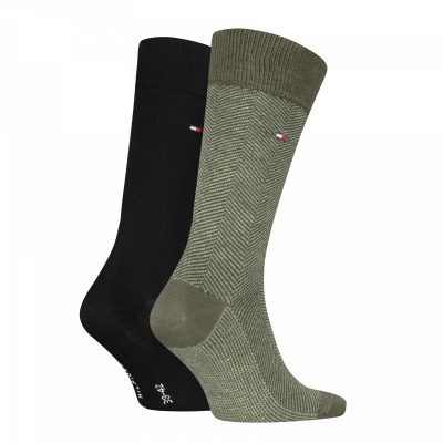 Foto van TOMMY HILFIGER MEN SOCK 2P STRUCTURE DOT ARMY GREEN