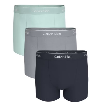 Foto van CALVIN KLEIN ICON COTTON STRETCH RELAXED FIT TRUNKS 3 PACK SHORELINE W/DTM WB/MISTY GREY W/