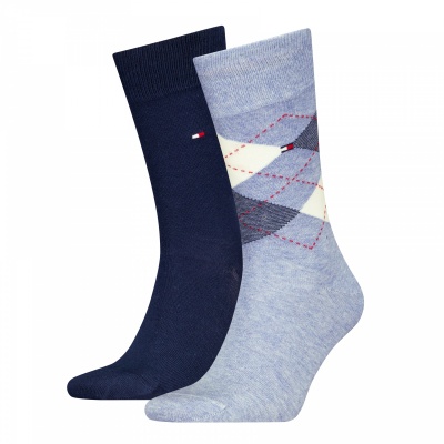 Foto van TH MEN SOCK 2P CHECK LIGHT BLUE MELANGE 