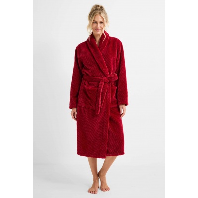 Foto van TEN CATE DAMES BATHROBE RED DOT