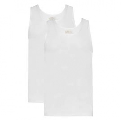 Foto van TEN CATE HEREN BASIC SINGLET 2 PACK WHITE