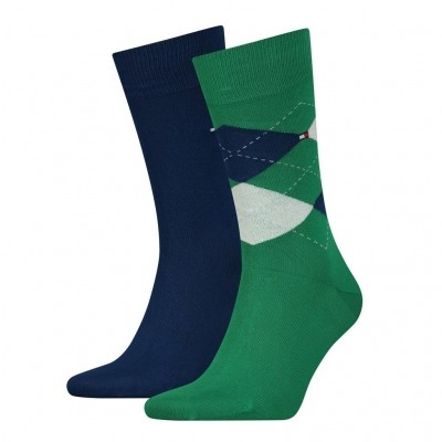 Tommy Hilfiger 2 pack heren sokken 391156 014 green/white Tommy Hilfiger 2 pack heren sokken 391156 014 green/white