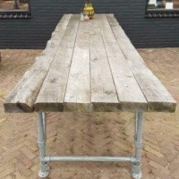 Afbeelding van Vuren houten buiten tafel