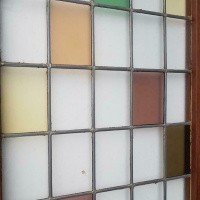 Afbeelding van Binnendeur hardhout met glas & lood gekleurd