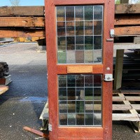 Afbeelding van Hardhouten voordeur met brievenbus en glas & lood