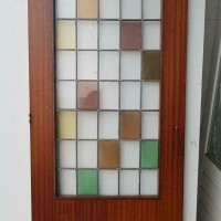 Afbeelding van Binnendeur hardhout met glas & lood gekleurd