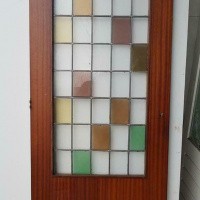 Afbeelding van Binnendeur hardhout met glas & lood gekleurd