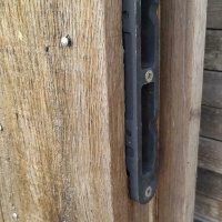 Afbeelding van Eiken getogen schuur deuren garagedeuren met kozijn