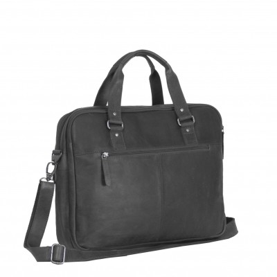 Foto von Laptoptasche Leder Schwarz Dylan