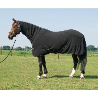 Harry's Horse Fleecedeken Deluxe met Hals zwart- 175cm