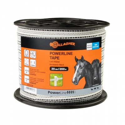 Foto van Gallagher PowerLine lint 20mm wit 200m